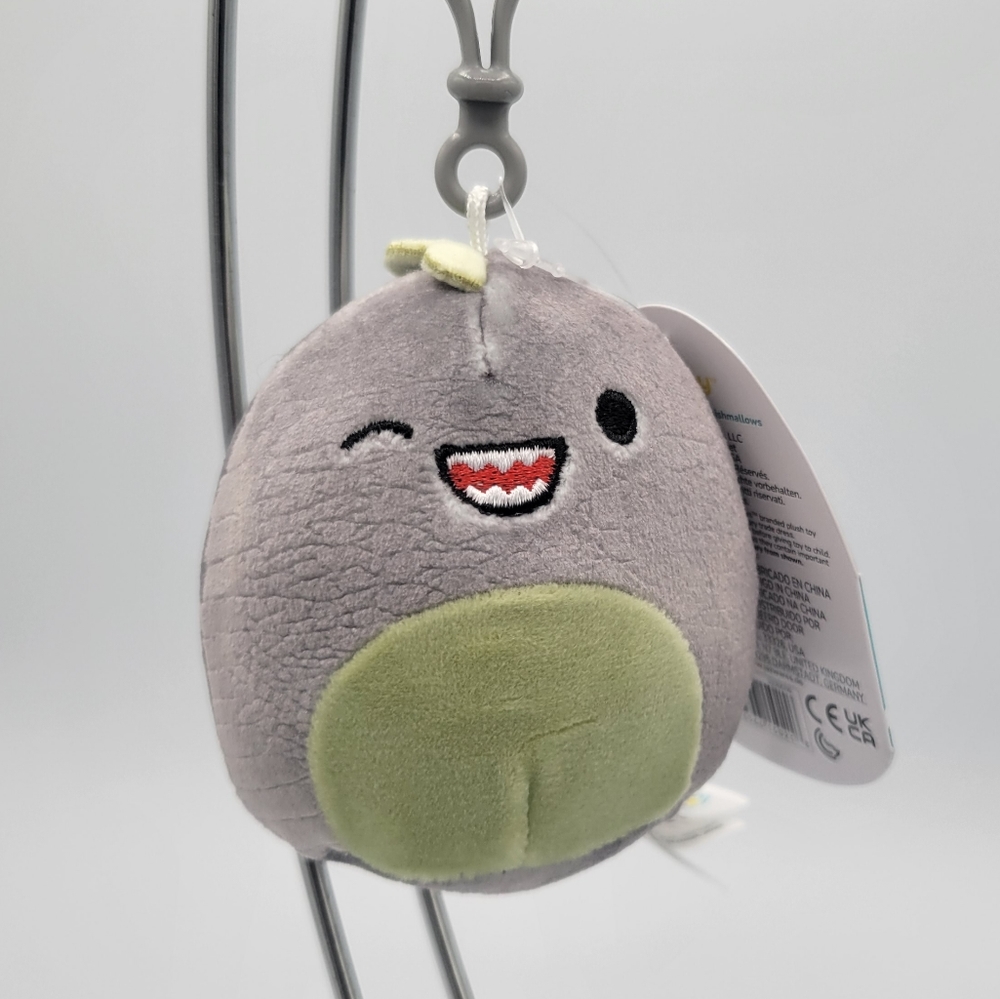 3.5" Xander NWT Clip Dinosaur Trex Dino Squishmallow Keychain HTF Rare Kellytoys